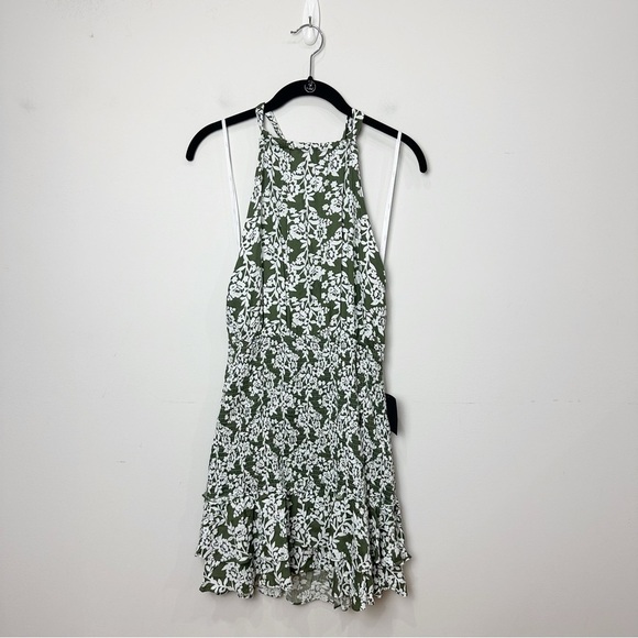 Lulus Budding Budding Palette Green Floral Smocked Halter Mini Dress - Picture 4 of 9